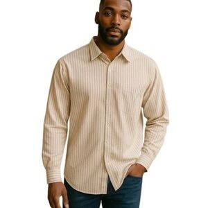 Ted Baker Men's White Pink Striped Relaxed Button-Down Shirt Sz 16 Dress Office